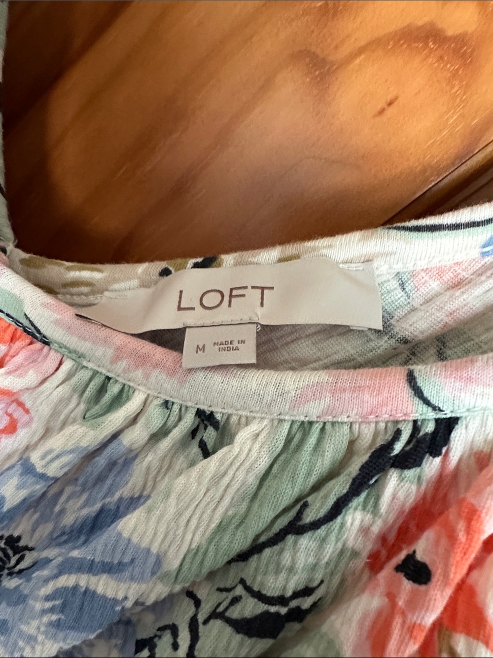 LOFT Floral Ruffle Tank Top in Coral, Blue, Green, Cream - Picture 3 of 3